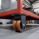 250mm Twin Wheel Fixed Gantry Castor Orange Polyurethane on Cast Iron Wheel Top Plate 3500kg Load Capacity 1