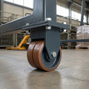 250mm Twin Wheel Fixed Gantry Castor Orange Polyurethane on Cast Iron Wheel Top Plate 3500kg Load Capacity 4