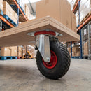 260mm Braked Swivel Castor Black Pneumatic Wheel Metal Centre Roller Bearing Top Plate 136kg Load Capacity 4