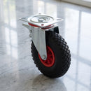 260mm Braked Swivel Castor Black Puncture-Proof Wheel Red Centre Roller Bearing 200 x 160mm Top Plate 120kg Load Capacity 2