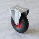 260mm Fixed Castor Black Pneumatic Wheel Metal Centre Roller Bearing Top Plate 136kg Load Capacity 2