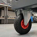 260mm Fixed Castor Black Puncture-Proof Wheel Red Centre Roller Bearing Top Plate 120kg Load Capacity 3