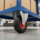 260mm Fixed Castor Black Puncture-Proof Wheel Red Centre Roller Bearing Top Plate 120kg Load Capacity 4