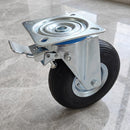 260mm Heavy Duty Braked Swivel Castor Black Puncture-Proof Wheel Roller Bearing Top Plate 350kg Load Capacity 4