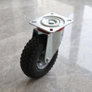 260mm Swivel Castor Black Pneumatic Wheel Metal Centre Roller Bearing Top Plate 136kg Load Capacity 2