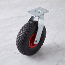 260mm Swivel Castor Black Puncture-Proof Wheel Red Centre Roller Bearing 115 x 105mm Top Plate 120kg Load Capacity 2