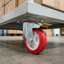 80mm Pressed Steel Castor with Directional Brake & Red Wheel