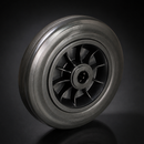 250mm Thermoplastic Wheel with Black Rubber Tyre, 25mm Bore
