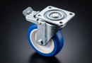 100mm Braked Castor – Polyurethane Wheel on Nylon Centre