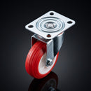 100mm Pressed Steel Swivel Castor – Red Polyamide Wheel