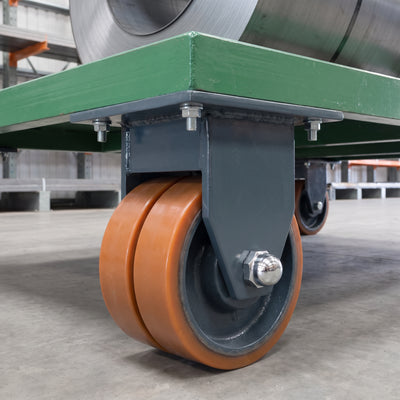 300mm Twin Wheel Fixed Gantry Castor Orange Polyurethane on Cast Iron Wheel Ball Bearing 255 x 205mm Top Plate 3500kg Load Capacity 1