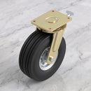 306mm Directional Lock Swivel Castor Black Elastic Rubber Wheel Ribbed Tread Ball Bearing Top Plate 700kg Load Capacity 2