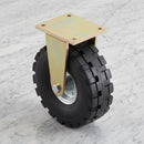 306mm Heavy Duty Fixed Castor Black Elastic Rubber Wheel Cross Block Tread Ball Bearing Top Plate 450kg Load Capacity 2