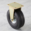 306mm Heavy Duty Fixed Castor Black Elastic Rubber Wheel Ribbed Tread Ball Bearing Top Plate 700kg Load Capacity 2