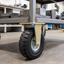 306mm Heavy Duty Fixed Castor Black Elastic Rubber Wheel Staggered Block Tread Ball Bearing Top Plate 700kg Load Capacity 3