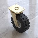 306mm Heavy Duty Swivel Castor Black Elastic Rubber Wheel Cross Block Tread Ball Bearing Top Plate 450kg Load Capacity 4