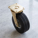 306mm Heavy Duty Swivel Castor Black Elastic Rubber Wheel Ribbed Tread Ball Bearing Top Plate 450kg Load Capacity 2