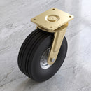 306mm Heavy Duty Swivel Castor Black Elastic Rubber Wheel Ribbed Tread Ball Bearing Top Plate 700kg Load Capacity 4