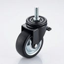 50mm Furniture Castor – 8mm x 30mm Peg & Socket, Black Tyre