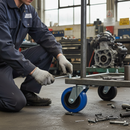 Premium 80mm Diameter Blue Elastic Rubber Tyred Wheel with Nylon Centre and 150Kg Load Capacity