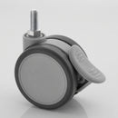 65mm Twin Wheel Furniture Castor with Brake – M8 x 15mm Stem