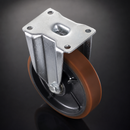 125mm Fixed Castor - Polyurethane on Cast Iron, 450kg Load