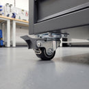 35mm Low Level Braked Swivel Castor Black Polyurethane on Cast Iron Wheel Top Plate 70kg Load Capacity 3