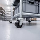 35mm Low Level Swivel Bolt Hole Castor Black Polyurethane on Cast Iron Wheel Ball Bearing M10 100kg Load Capacity 1