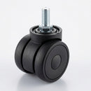 50mm Twin Wheel Rubber Swivel Castor M8x15mm