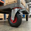 260mm Swivel Braked Pneumatic Castors Metal Centre