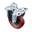 100mm Fixed Castor Red High Temperature Rubber 750kg Load Capacity