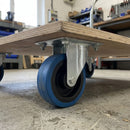 50mm Fixed Castor - Blue Rubber Wheel for Light-Duty Loads