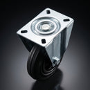 100mm Fixed Castor with Black Rubber Wheel, 75kg Load Capacity