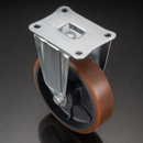 150mm Fixed Castor - Polyurethane on Cast Iron, 50mm Tread