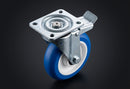 125mm Braked Castor – Polyurethane Wheel on Nylon Centre