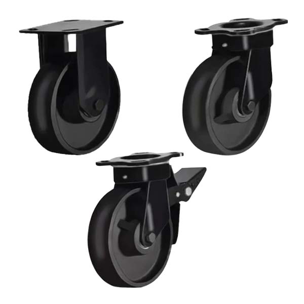 150mm Extra Heavy Duty Swivel, Fixed & Total Stop Swivel/Braked Castors With Cast Iron Wheel - 900Kg Load Capacity