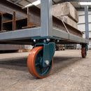 400mm Swivel Castor Orange Polyurethane on Cast Iron Wheel Ball Bearing Top Plate 3200kg Load Capacity 1
