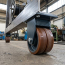 400mm Twin Wheel Fixed Gantry Castor Orange Polyurethane on Cast Iron Wheel Ball Bearing 340 x 255mm Top Plate 6200kg Load Capacity 3