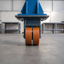 400mm Twin Wheel Fixed Gantry Castor Orange Polyurethane on Cast Iron Wheel Ball Bearing 340 x 255mm Top Plate 6200kg Load Capacity 4