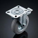 150mm Pressed Steel Directional Brake Castor – Grey Rubber Wheel