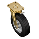 405mm Directional Lock Swivel Castor Black Elastic Rubber Wheel Multi Rib Tread Ball Bearing Top Plate 950kg Load Capacity 2