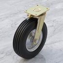 405mm Directional Lock Swivel Castor Black Elastic Rubber Wheel Multi Rib Tread Ball Bearing Top Plate 950kg Load Capacity 4