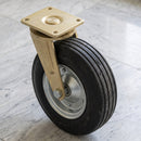 405mm Heavy Duty Swivel Castor Black Elastic Rubber Wheel Multi Rib Tread Ball Bearing Top Plate 950kg Load Capacity 3
