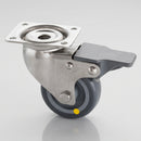60mm Stainless Steel Braked Castor – ESD Rubber Wheel