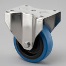 Fixed Stainless Steel Castors 80mm Blue Rubber Wheel