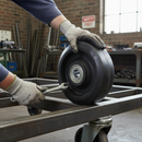 Premium 200mm Diameter Wheel with Cast Iron Centre and Elastic Rubber Tyre for Heavy Duty Applications