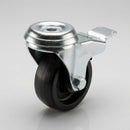 50mm Bolt Hole Castors Black Plastic Wheel with Brake