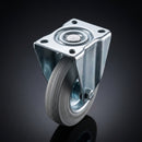 125mm Pressed Steel Fixed Castor – Grey Rubber Wheel