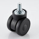 50mm Twin Wheel Rubber Swivel Castor M10 x 15mm