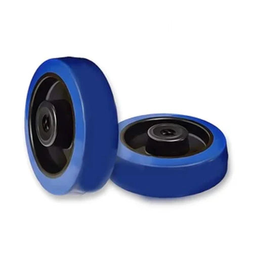 Dark Slate Blue 80mm Blue Elastic Rubber Wheel 12mm Roller Bearing Bore